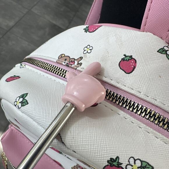 Rilakkuma Mini Backpack Teddy Bear Strawberry White Pink San-X Bioworld Small - Picture 5 of 16